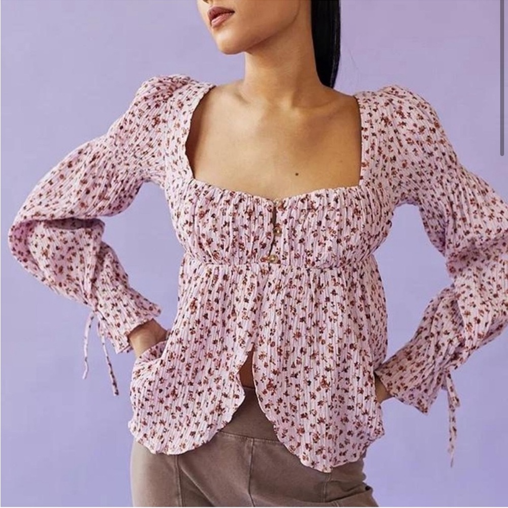 Urban Outfitters Allie Tie Sleeve Blouse